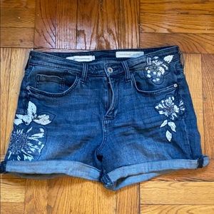 Embroidered denim Anthropologie shorts
